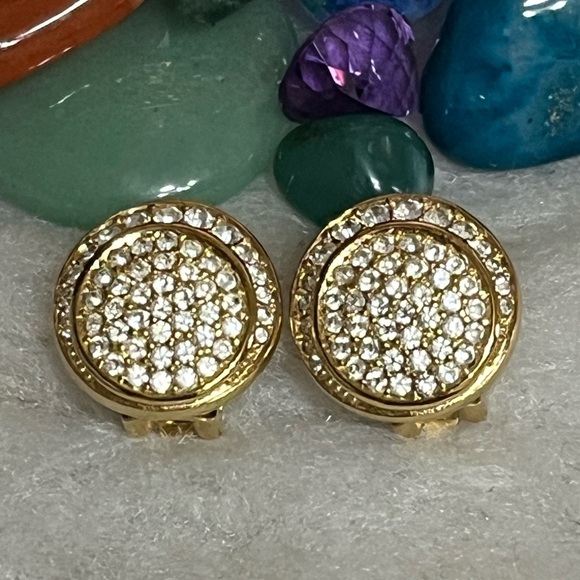 Christian Dior Vintage Crystal Clip On Earrings - Picture 1 of 9